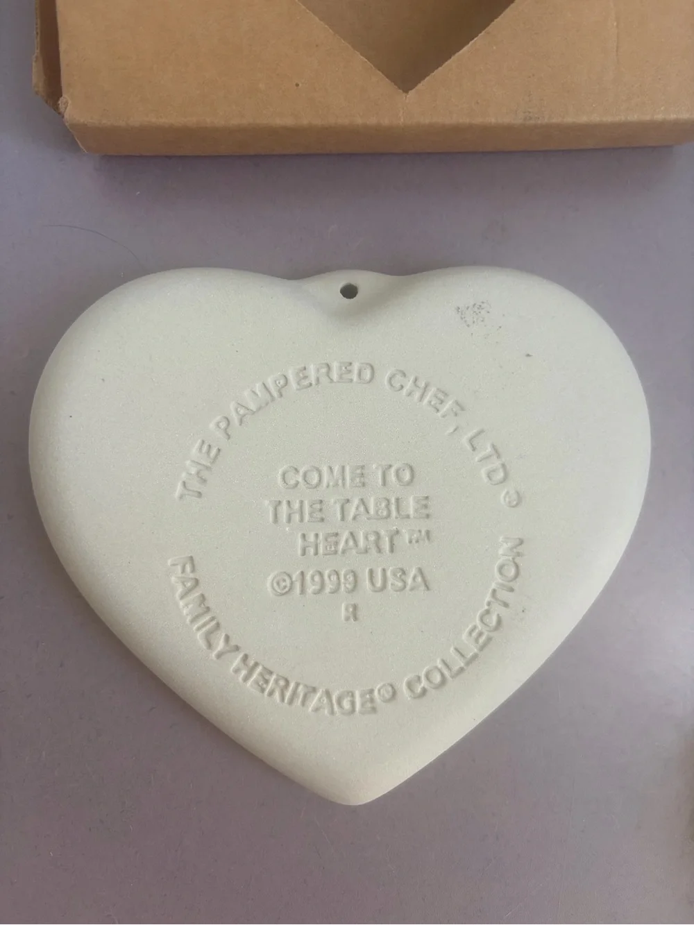 The Pampered Chef Heart Clay Cookie Mold in Cream